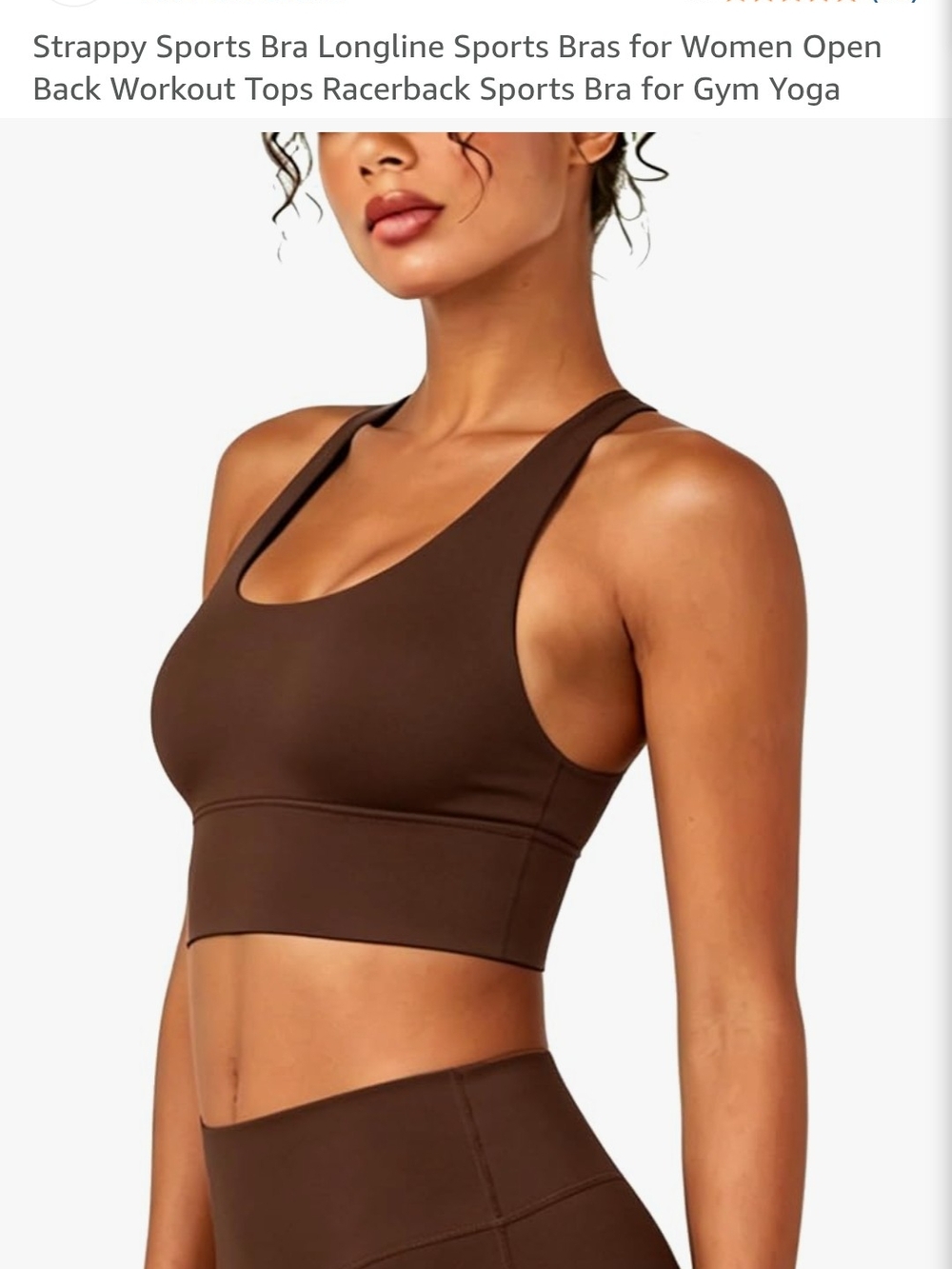 Women's Strappy Longline Sports Bra - Brown